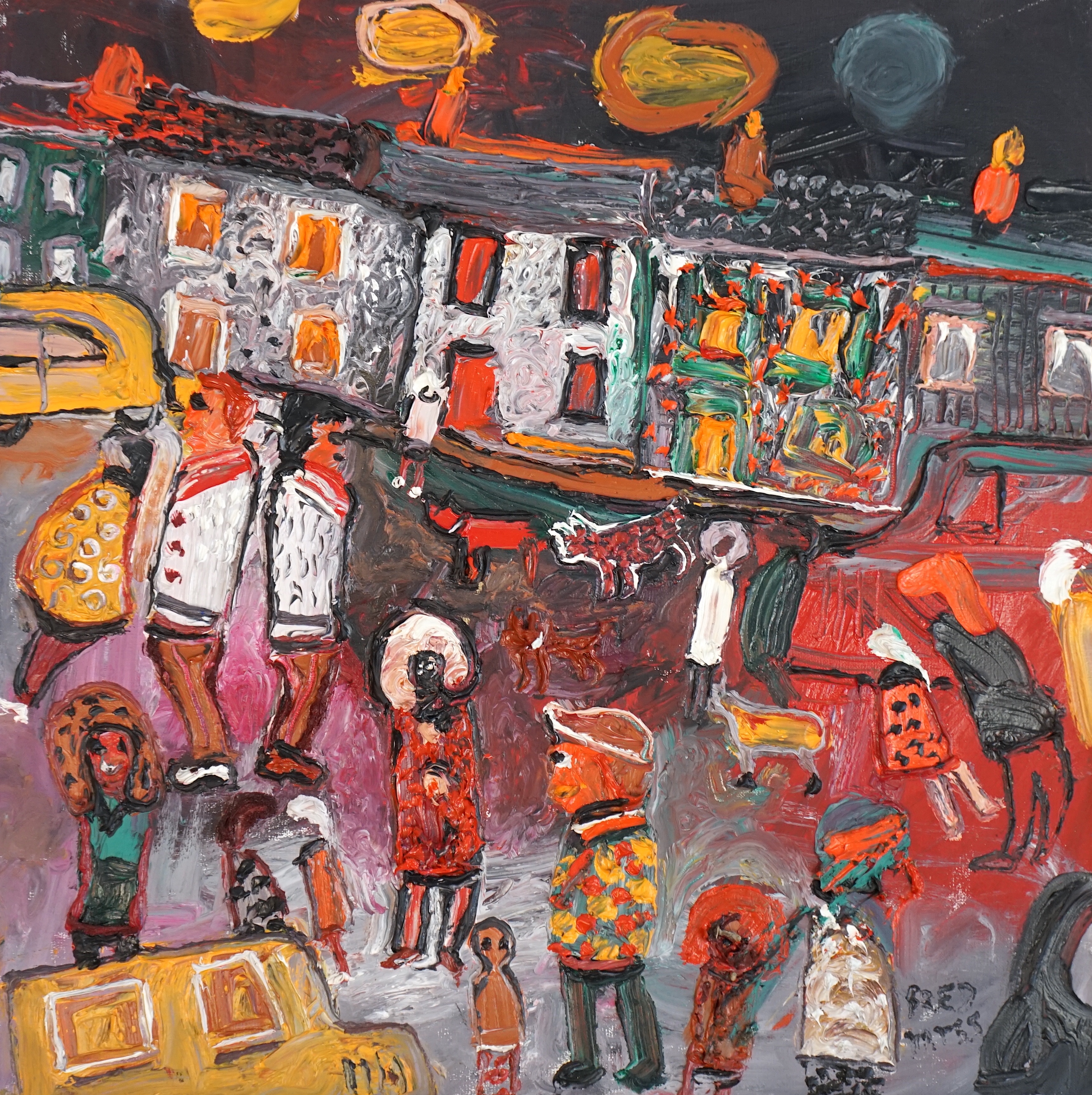 Fred Yates (1922-2008), 'Night Life', oil on canvas, 59 x 59cm